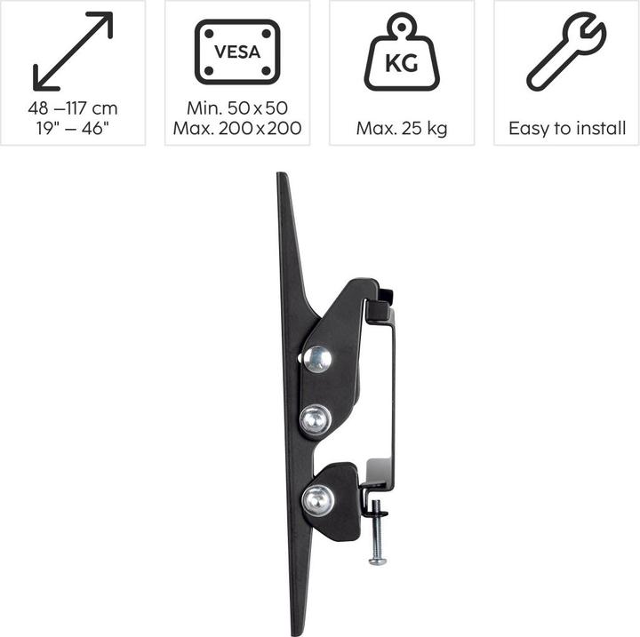 Image du produit Hama Support TV mural, inclinable, 117 cm (46") jusqu'à 25 kg (Mur, 46", 25 kg)