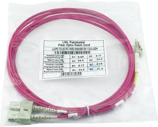 Immagine prodotto CBO Cavo patch in fibra ottica LC / SC MM OM4 magenta 15,0 m (CAT6, 15 m)