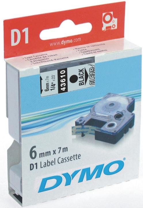 Produktbild Dymo D1 Schriftband 43610 6mmx7.0m schwarz->transp. (0.60 cm, Schwarz, Transparent)