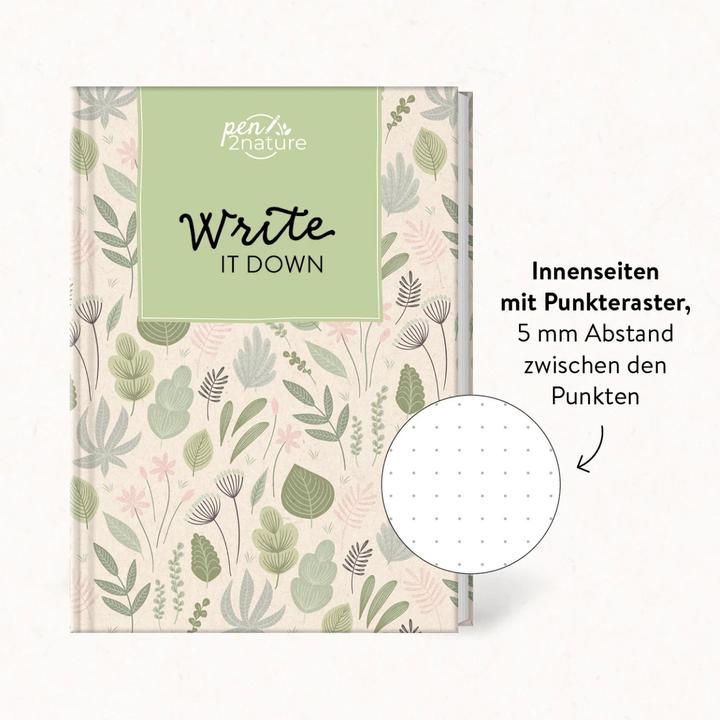 Actual product image Write It Down - Notebook (leaf motif) A5 | dotted | hardcover (A5, Dotted, Hardcover)
