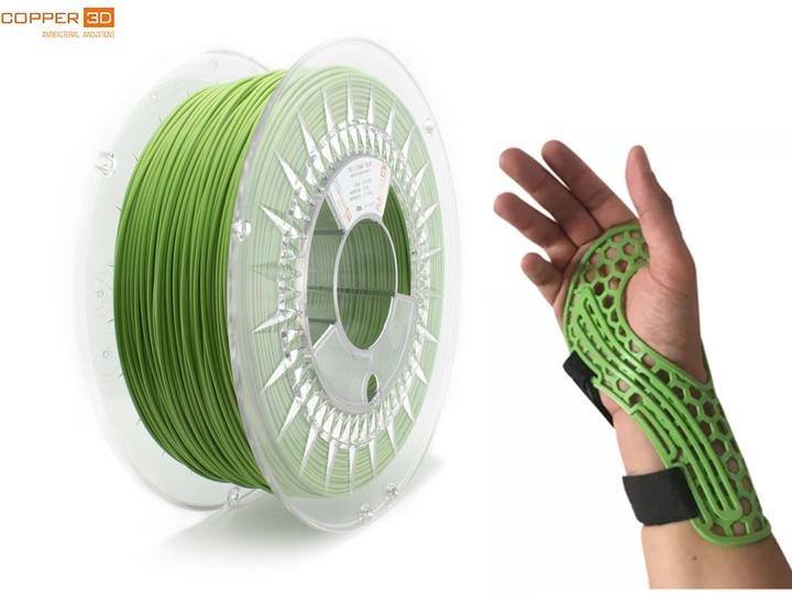 Image du produit Copper 3D COPPER3D Filament PLA PLACTIVE AN1 vert antibactérien 0.75kg 2.85mm (PLA, 2.85 mm, 750 g, Vert)