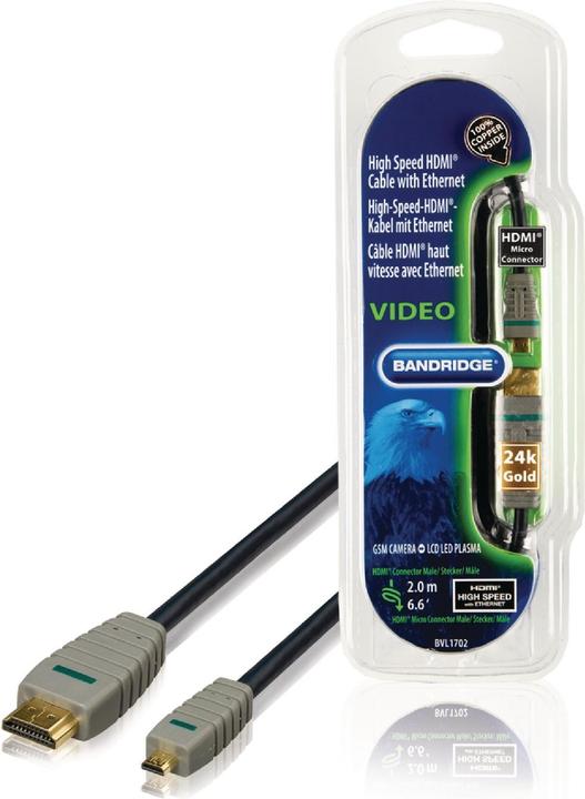 Actual product image Bandridge BLUE Micro HDMI Cable (2 m, HDMI)