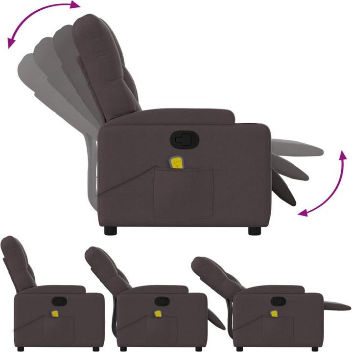 Image du produit VidaXL Fauteuil de massage Fauteuil de télévision Fauteuil de relaxation Tissu marron foncé