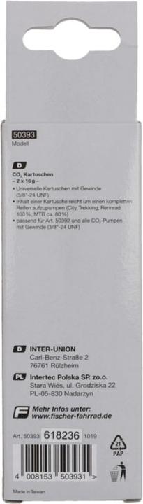 Produktbild Fischer CO2 Kartuschen 2er Set (CO2-Ersatzkartuschen)