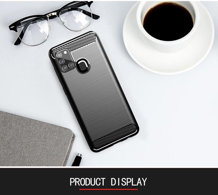 Produktbild Cadorabo TPU Ultra Slim carbon edelstahl Kombi Cover (Samsung Galaxy A21s)