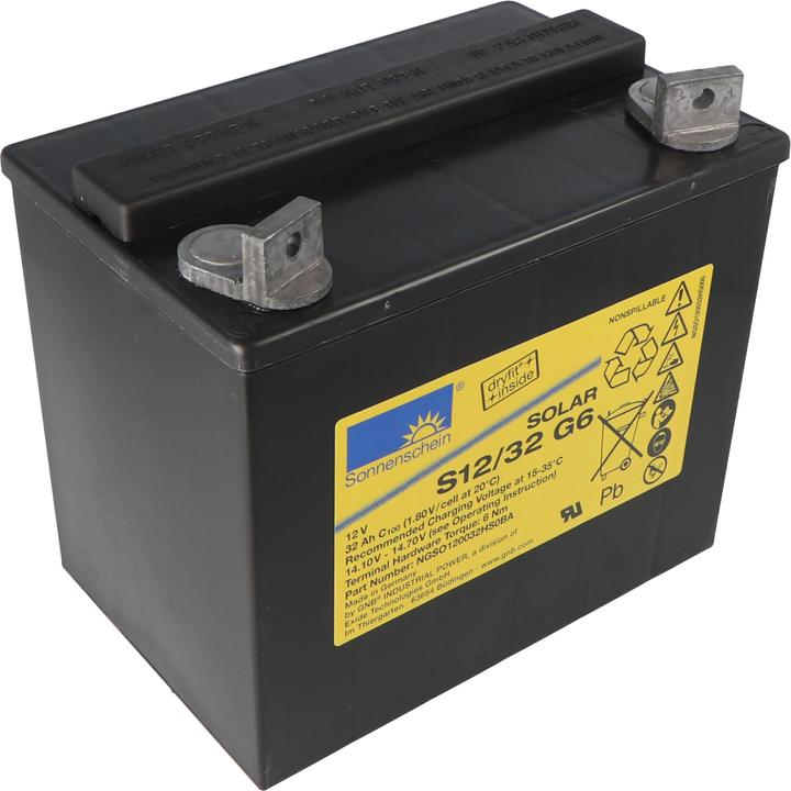 Actual product image Tadiran Sonnenschein S12/32 G6 solar battery lead battery 12Volt 32Ah, M6 screw connection (12 V, 32 Ah)