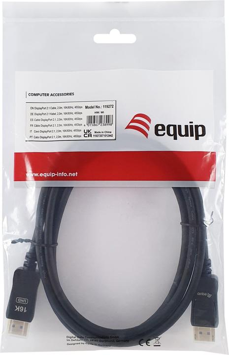 Produktbild equip DisplayPort 2.1 St/St 16K/60Hz komp.HDCP Prem. gr (2 m, DisplayPort)