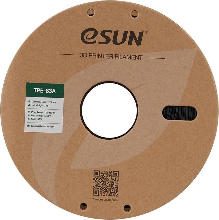 Image du produit eSUN TPE-83A eLastic Noir Filament flexible 1.75mm 1Kg (TPE, 1.75 mm, 1000 g, Noir)