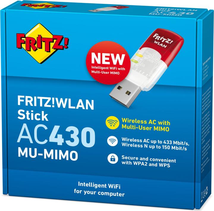 Produktbild AVM FRITZ!WLAN Stick AC 430 Mu-Mimo International (USB 2.0)