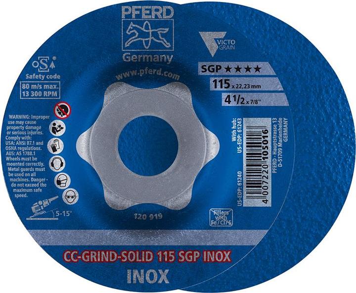 Produktbild Pferd CC-GRIND-SOLID Schleifscheibe 180x22,23 mm COARSE Speziallinie SGP INOX für Edelstahl