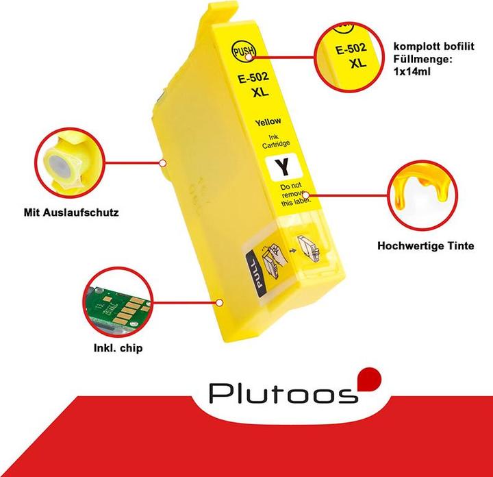 Produktbild Plutoos Epson 502XL Patrone XXL kompatibel, 4er Farbset (M, Y, C, BK)