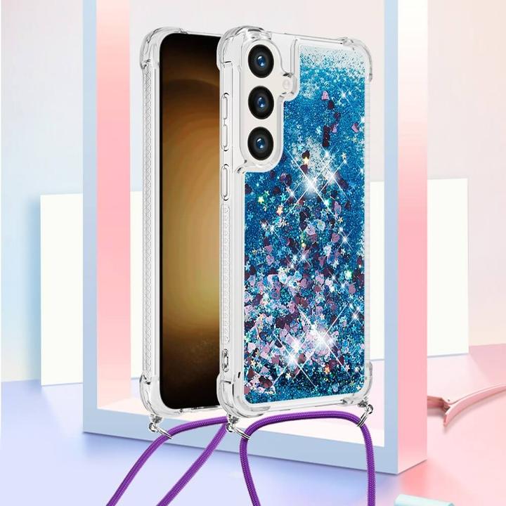 Immagine prodotto Cover-Discount Copertina glitterata con cordino blu (Samsung Galaxy S24+)