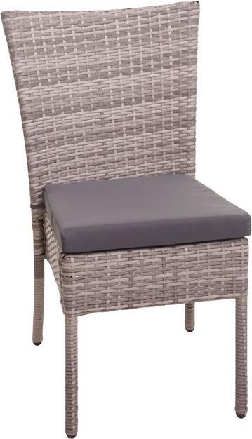 Actual product image Swisshandel24 Poly-Rattan Set, Seating Group Balcony/Lounge Set, 4xChairs+Table, 120x75cm - grey, Cushions dark (120 cm)