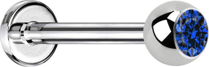 Image du produit Star Piercing Micro Labret argenté avec cristal boule bleu foncé (Acier chirurgical 316L, sans laiton)