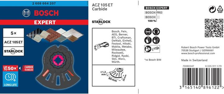Productafbeelding Bosch Professional Zubehör EXPERT Multiial Carbide segmentzaagblad 5 stuks 5 stuks.