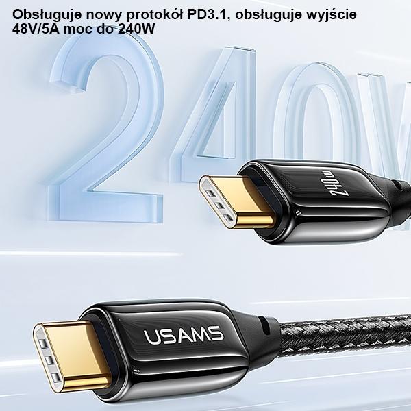 Immagine prodotto Usams Cavo di ricarica da Tipo-C a Tipo-C - Nero (2 m, USB 3.1)