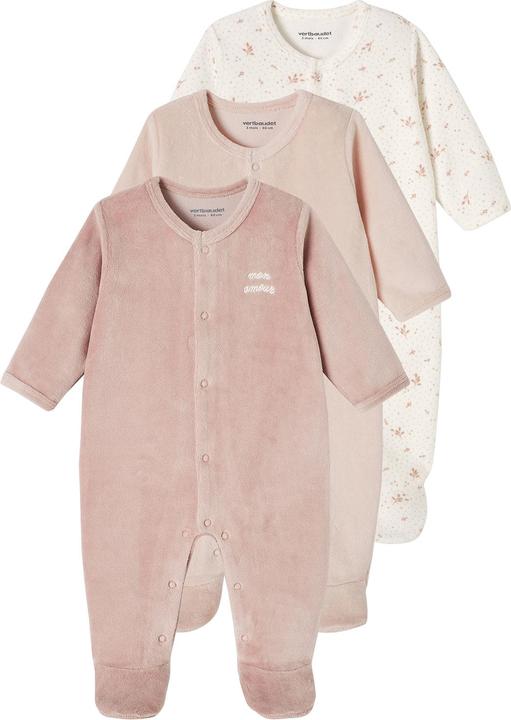 Vertbaudet 3er-Pack Baby Samt-Strampler BASIC