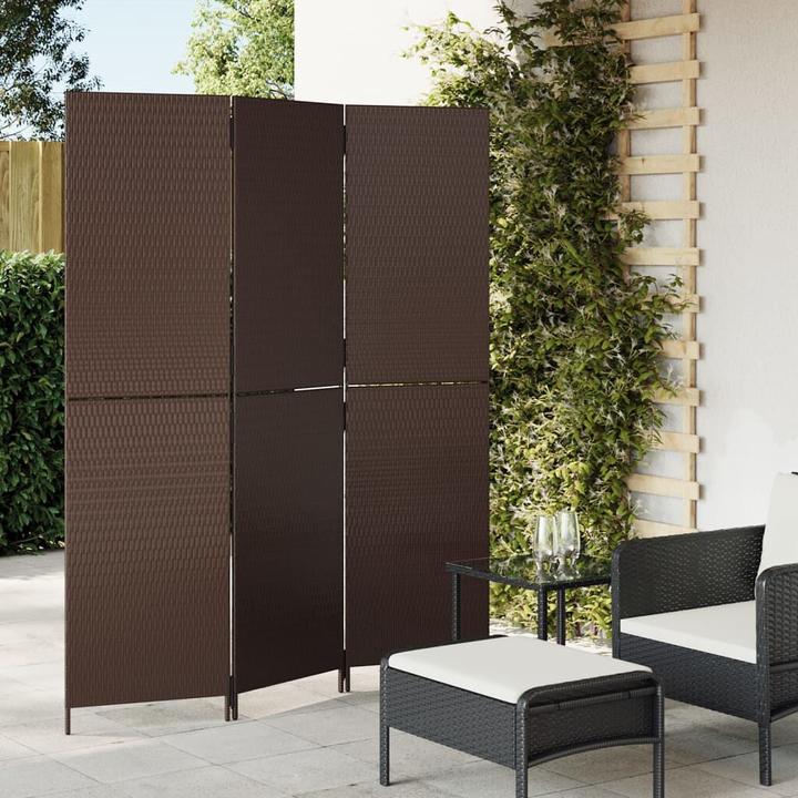 Immagine prodotto VidaXL Paravento 3 pezzi in poly rattan marrone,Colore: Marrone,Materiale: Poly
