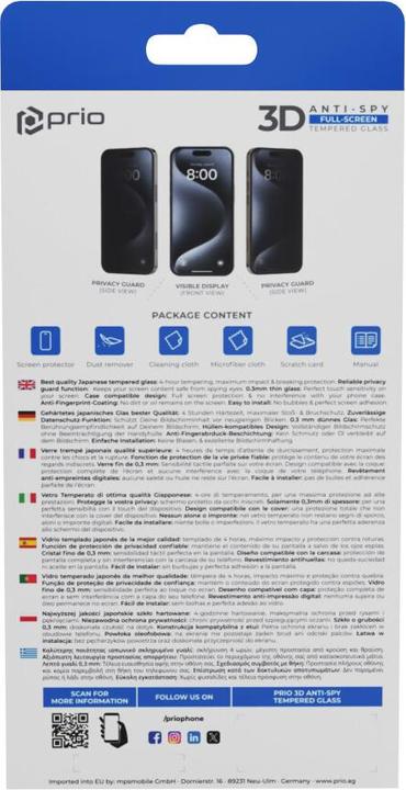 Immagine prodotto prio Vetro blindato 3D Anti-Spy (1 Pezzo/i, Samsung Galaxy S21)