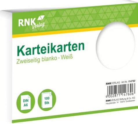 Produktbild Rnk Karteikarten blanko A6 (A6, 205 g/m², 100 x)