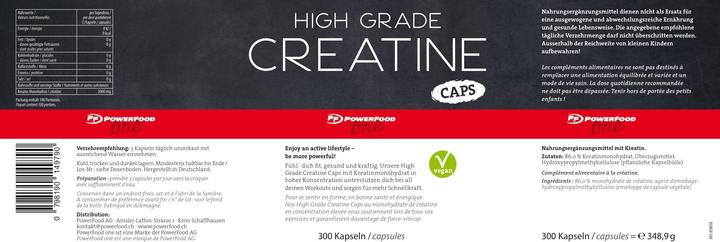 Nährwerte und Zutaten PowerFood One High Grade Creatine (300 Stück, Kapseln, 348.90 g)
