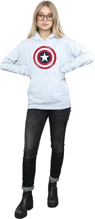 Image du produit Sweat à capuche Captain America Distressed Shield - Femmes/Ladies (XXL)