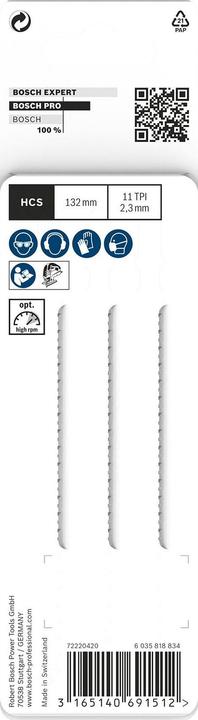 Image du produit Bosch Professional Zubehör Lame de scie sauteuse PRO Plastics PVC clean T302H, 132 mm, 3 pièces