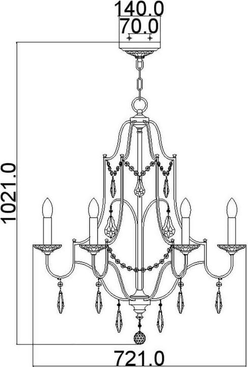 Produktbild Elstead Lighting Valentina Kronleuchter E14 6-fach Oxidierte Bronze (72.10 cm)