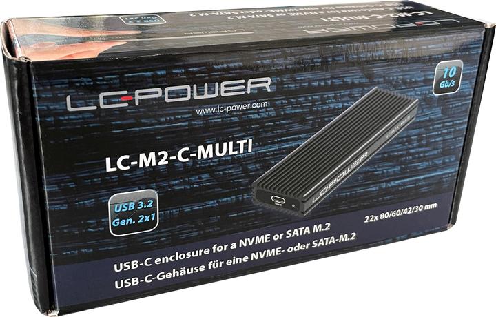 Actual product image LC-Power External housing LC-M2-C-NVME-MULTI M.2 (M.2 2280, M.2 2230, M.2 2260, M.2 2242)