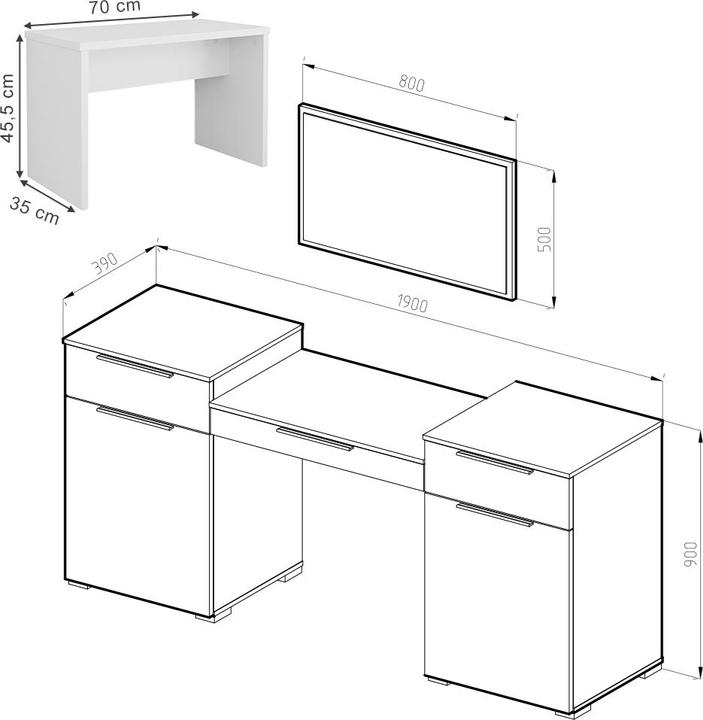 Actual product image Vicco Lilli with stool (190 x 90 x 39 cm)