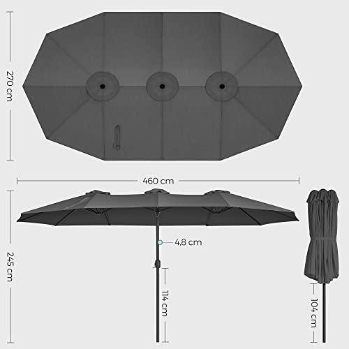 Produktbild Songmics Sonnenschirm gross 460 x 270 cm Grau (2.70 m)