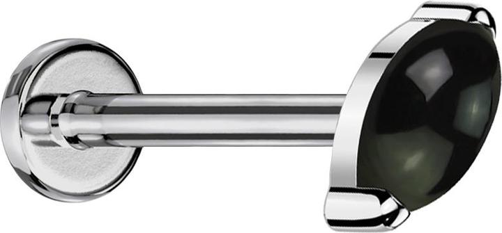 Star Piercing Micro Threadless Labret silber Ovaler schwarzer Onyx Stein (Titan G23, ohne Messing, Mineralisch)