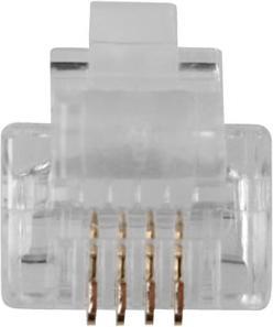 Image du produit Connecteur modulaire RJ11 (6P/4C) pour câble rond avec conducteurs torsadés. Unité : Sac 25 pcs
