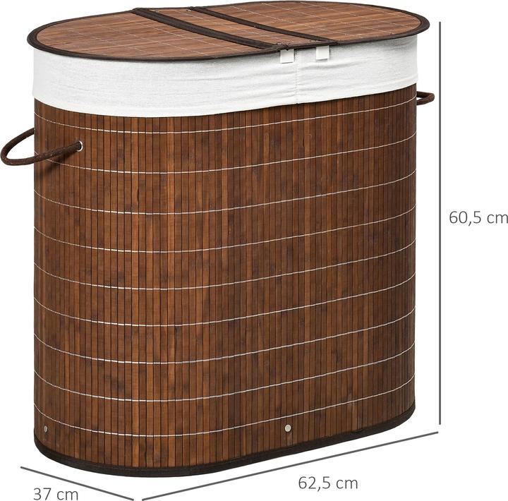 Actual product image Homcom Laundry basket with wing lid and 2 compartments (50 l)