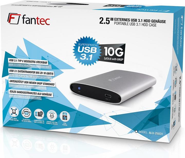 Actual product image Fantec ALU-25U31 SILVER ALU (2.5")