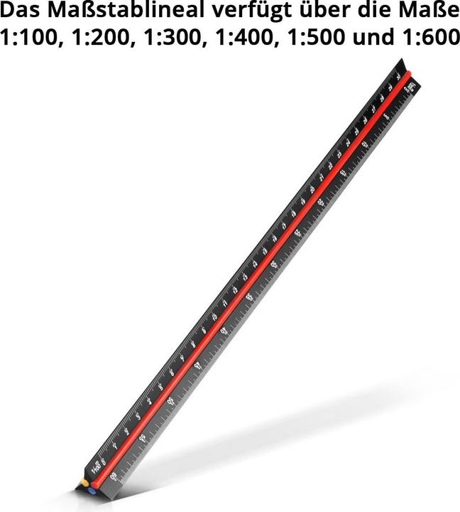 Produktbild Stahlwerk Lineal Set mit Multiwinkel-Messlineal, Dreikant-Lineal, Winkeldreieck (300 mm)