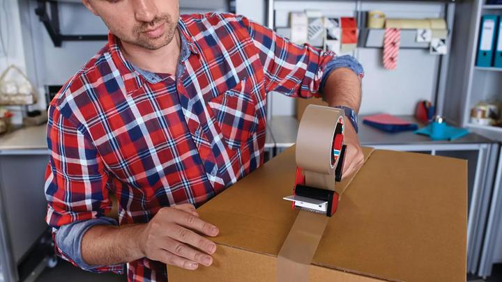 Actual product image tesa tesapack hand dispenser set with 2 tear-resistant PVC packing tapes (50 mm)