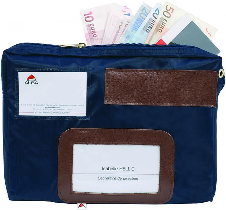 Image du produit Alba Sacoche bancaire "POCAIS" à soufflet, en nylon, bleu fermeture éclair, fenêtre d'envoi, dimensions (1 x)