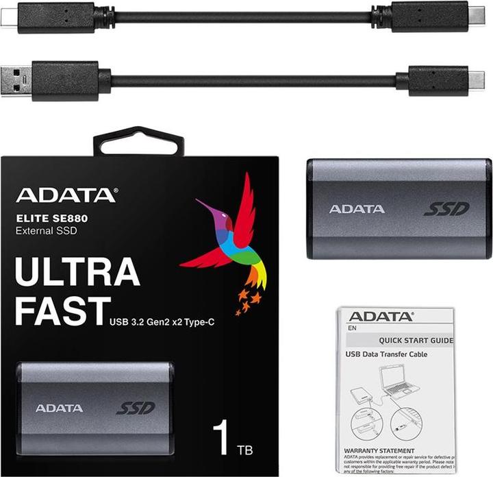Productafbeelding Adata SSD SE880 U3.2 USB 3.2 1TB, grijs (1000 GB)