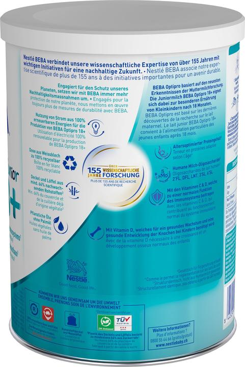 Valeurs nutritives et ingrédients Beba Optipro Junior 18+ (2400 g, à partir de 18 m.)