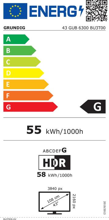 Energie-Label Grundig 43 GUB 6300 (43", LED, 4K)
