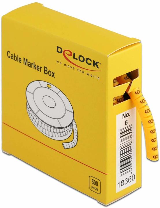 Delock Kabelmarkeringsdoos, nr: 6, geel, 500 stuks