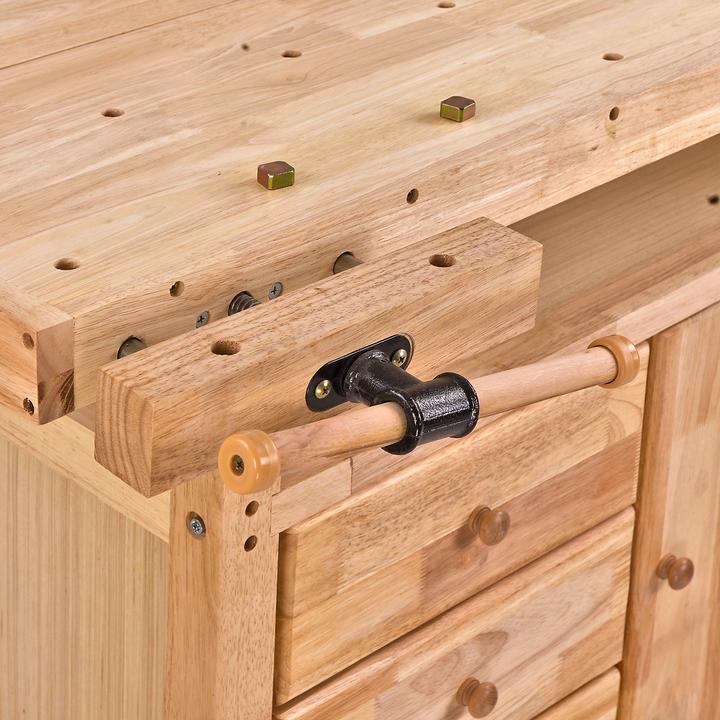 Produktbild Dema Hobelbank Werkbank Vollholz 125x50x85cm (50 cm, 125 cm)