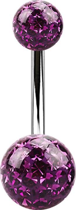 Produktbild Star Piercing Banane silber mit zwei Kristall Kugeln violett Epoxy Schutzschicht (Chirurgenstahl 316L, ohne Messing)