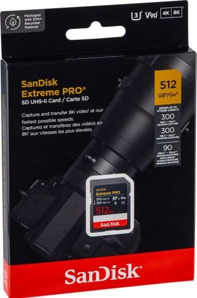Actual product image SanDisk Extreme PRO UHS-II V90 (512 GB, SDXC, U3, UHS-II)