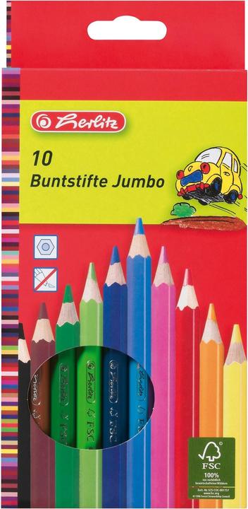 Herlitz Coloured pencils Jumbo box of 10 (Assorted colours, 10 x)