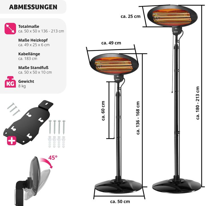 Image du produit tectake Radiateur infrarouge Solaris Monolith 2000W réglable en hauteur (2000 W)