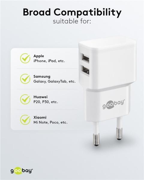 Produktbild Goobay Ladegerät 2x USB A (12 W)