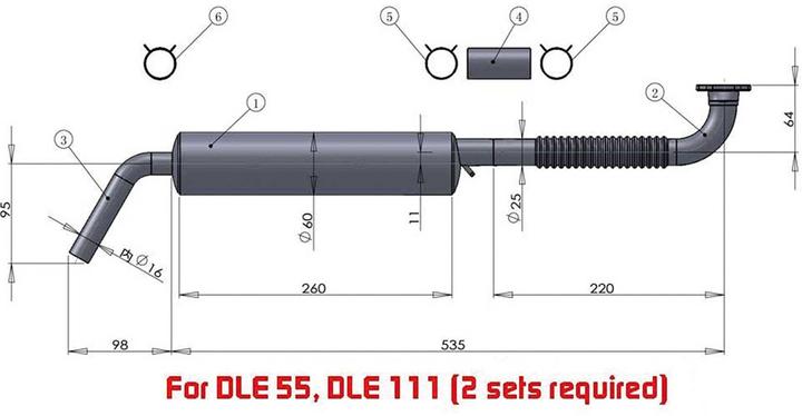 Produktbild DLE Engine schalldämpfer set dle 55/dle 111