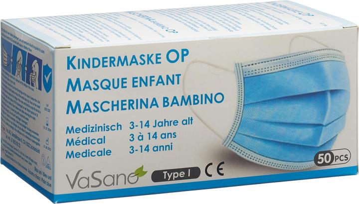 VaSano OP Maske Kind 3-14 Jahre Typ I deutsch/französisch/italienisch (Schutzklasse I, 50 x)